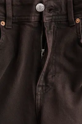 Wide High Waist Ankle Jeans - Marron foncé — photo 4