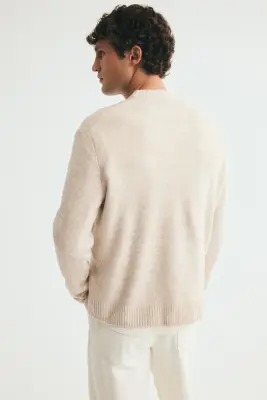 Pull Regular Fit à la finition brossée - Beige clair chiné — photo 3