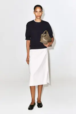 T-SHIRT EN MAILLE DE COTON - BLEU MARINE — photo 1