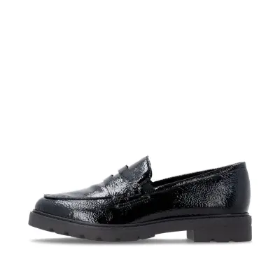 Mocassins Remonte D2Q05-02 Noirs - Cuir Verni Élastique Grande Pointure Femme — photo 2