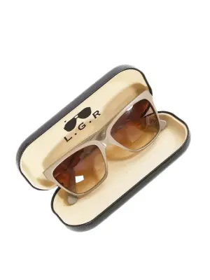 Lunettes de soleil monture gris taupe et verres dégradés bruns Prix boutique 250€ — photo 2