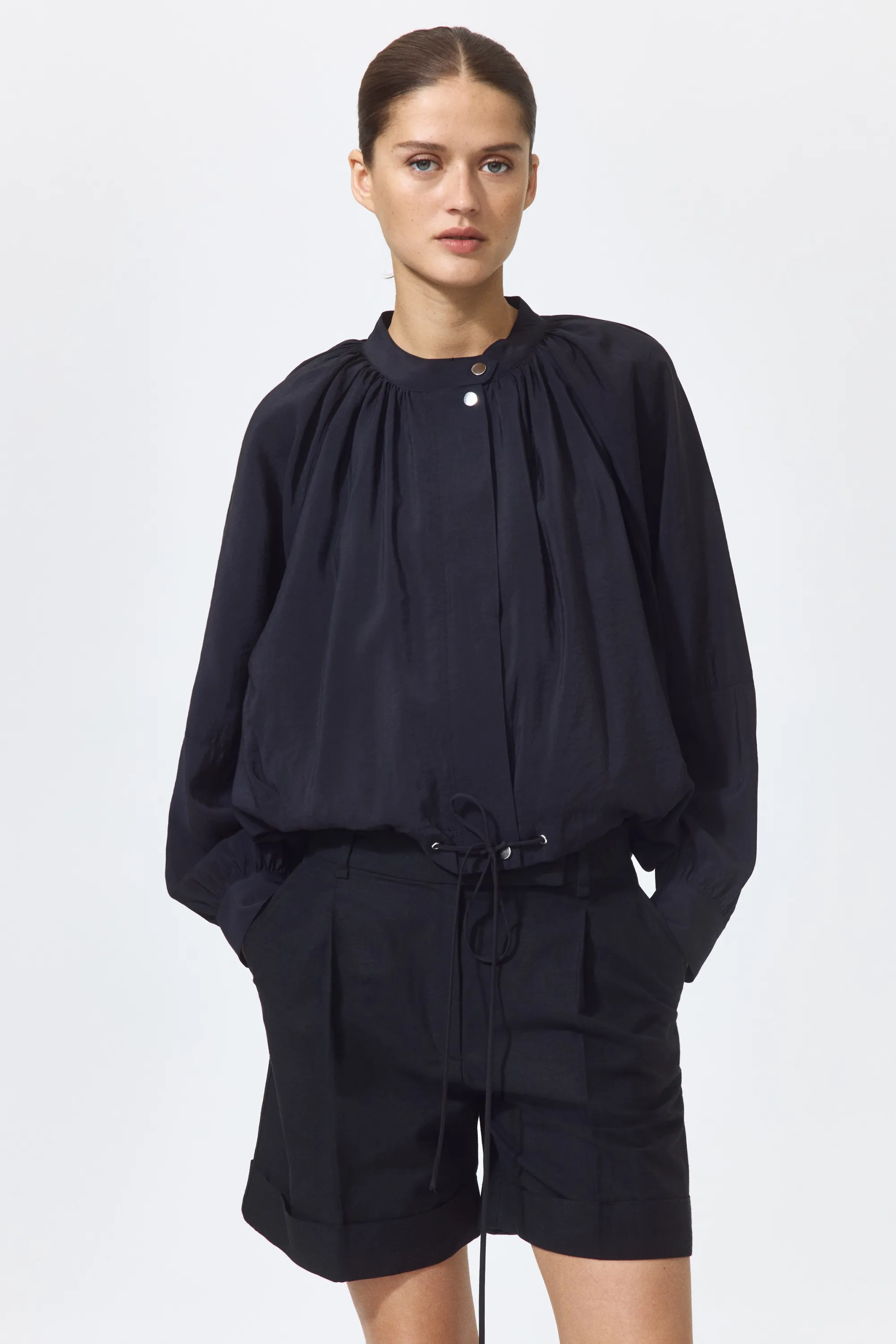 Short chic en lin mélangé - Noir