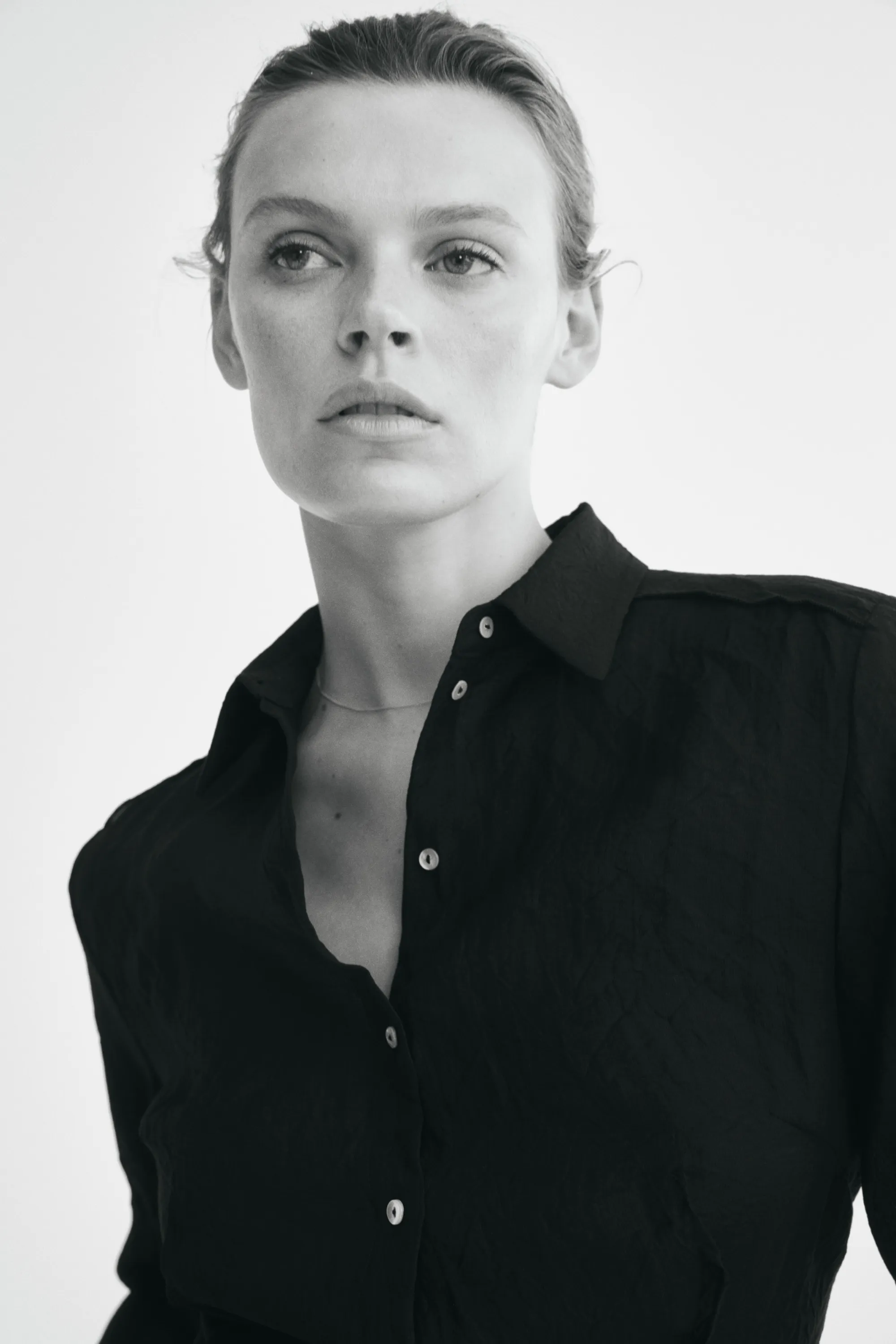 Chemise froissée en lyocell mélangé - Noir