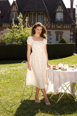 Estelle Cap Sleeve Midi Dress - Rose print — photo 5