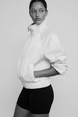 Veste en satin avec manches ballon - Crème — photo 2