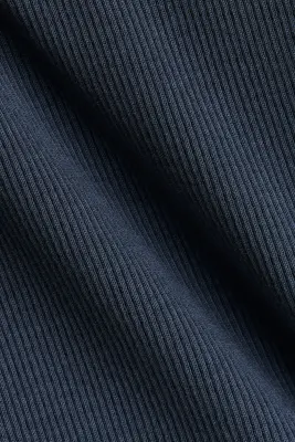 T-shirt en coton avec col tunisien - Bleu marine — photo 5