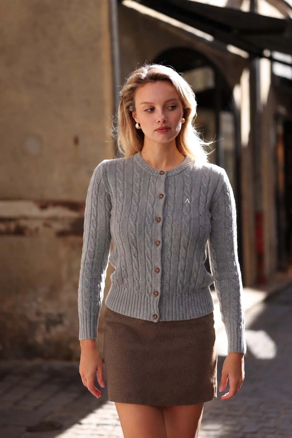 Vincent Cotton Cashmere Cardigan - Grey