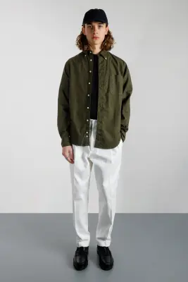 Chemise en flanelle - Olive — photo 2