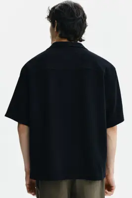 Chemise Relaxed Fit à col cubain - Noir — photo 3