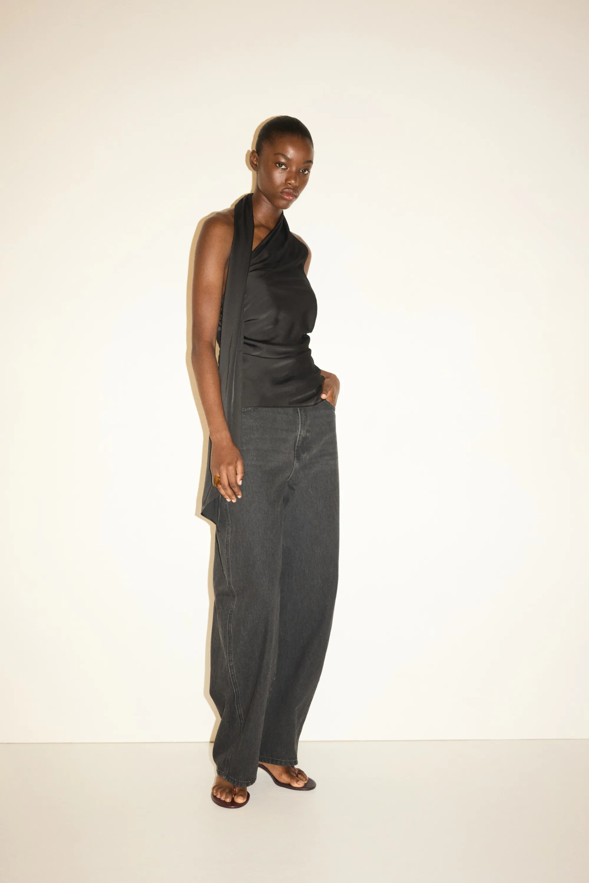 Barrel High Waist Jeans - Noir