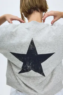 Sweat avec motif imprimé - Gris clair chiné — photo 4