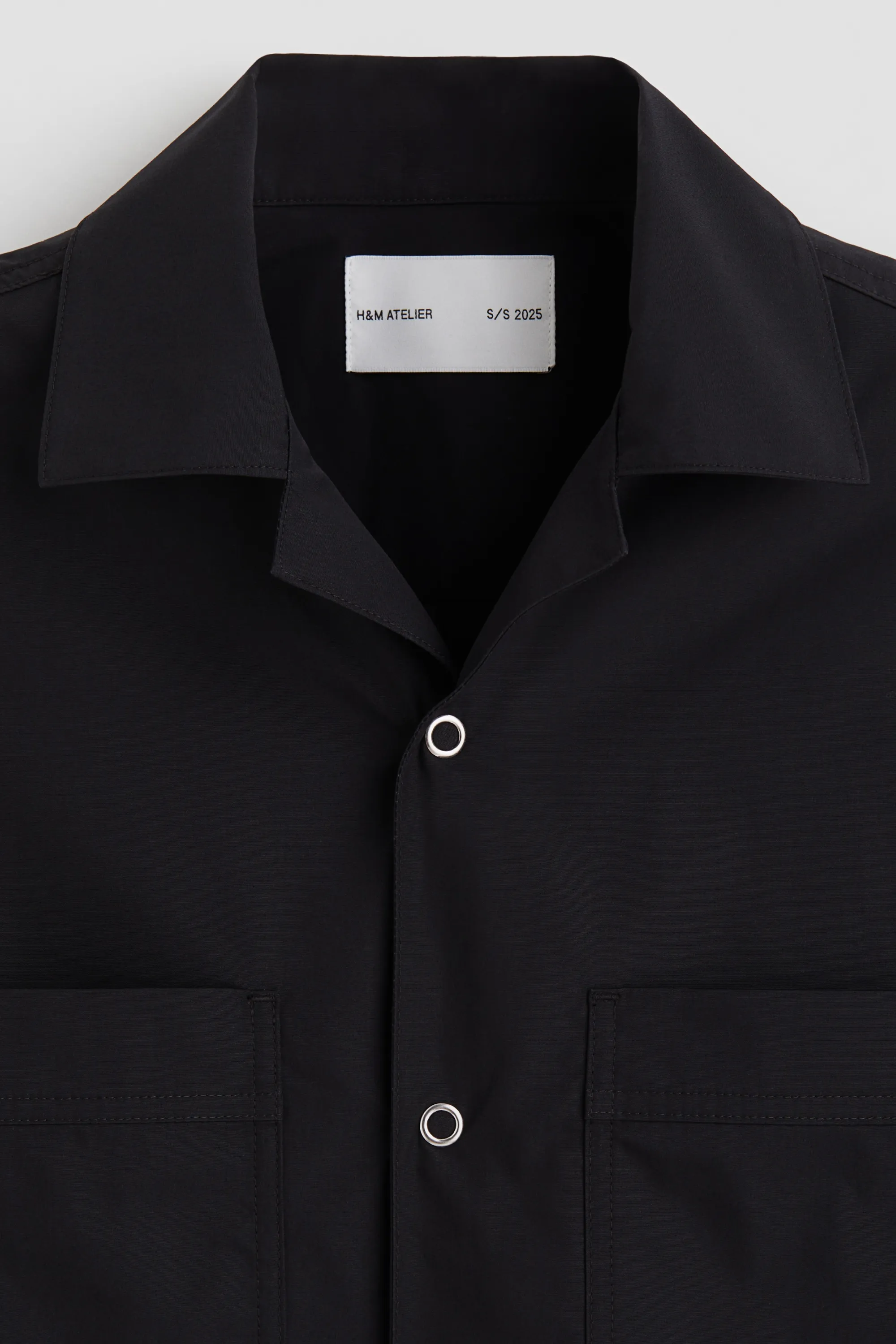 Chemise en coton pima avec col cubain - Noir