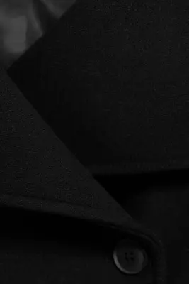 Manteau oversize à col cheminée en mélange de laine - Noir — photo 4