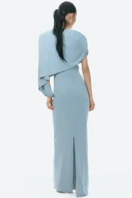 Robe drapée avec détail façon cape - Bleu ancien clair — photo 2