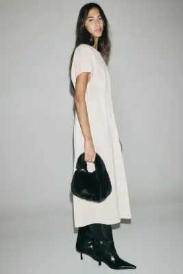 Robe cintrée en jersey - Crème — photo 3