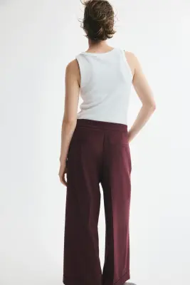 Pantalon droit avec ceinture - Violet foncé — photo 2