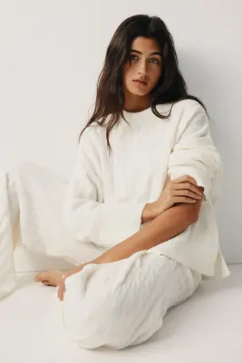 Pantalon en maille torsadée - Blanc — photo 2