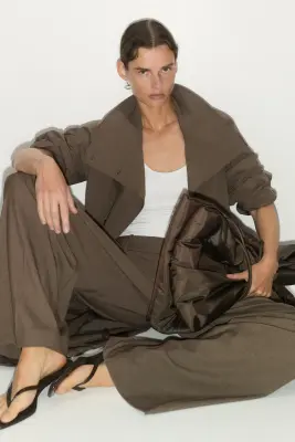 Pantalon chic à jambes larges - Taupe foncé — photo 1
