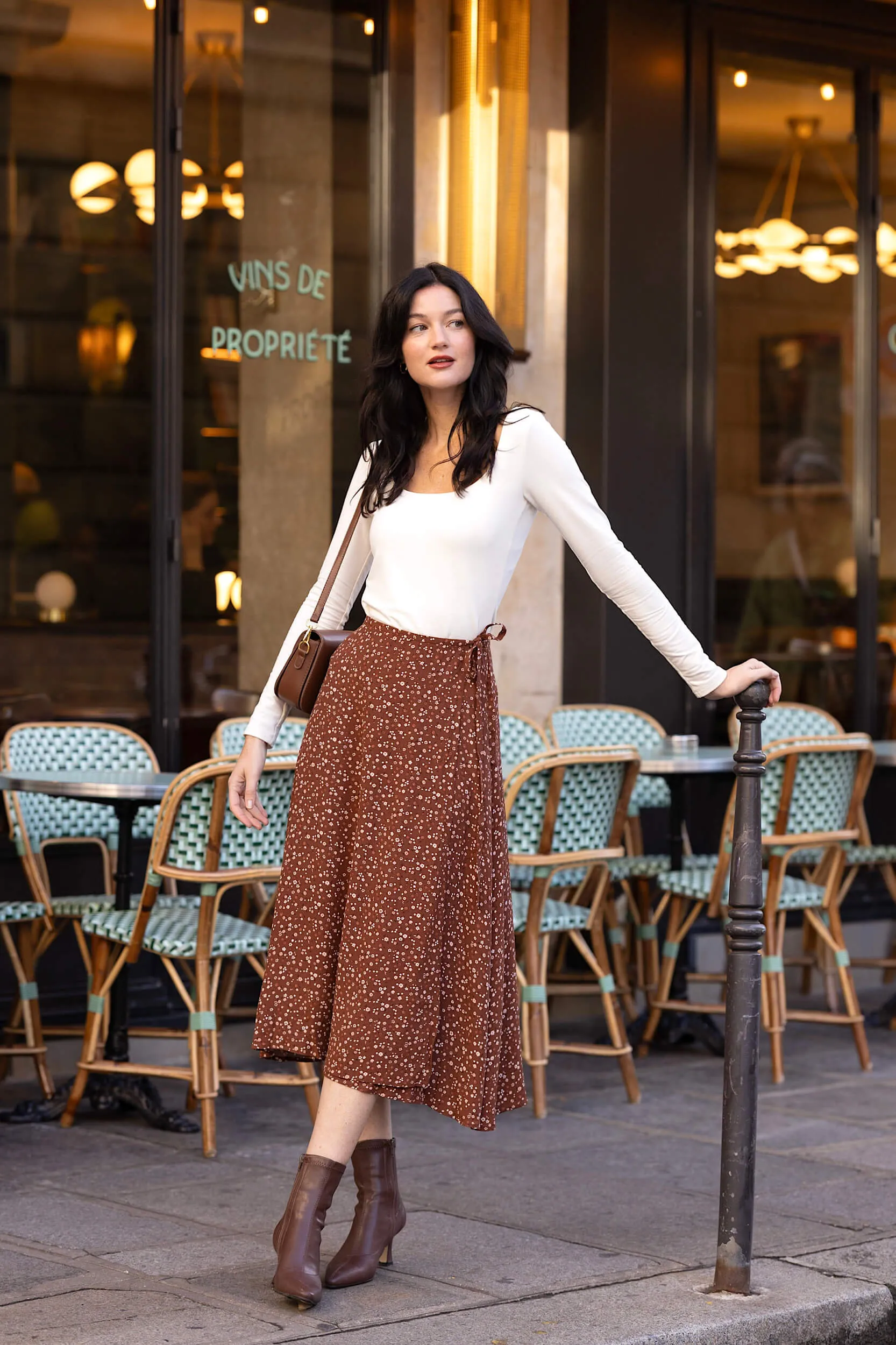 Mara Wrap Skirt - Terracotta floral