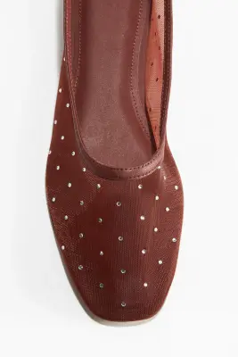Ballerines ornées de strass - Rouge rouille — photo 1