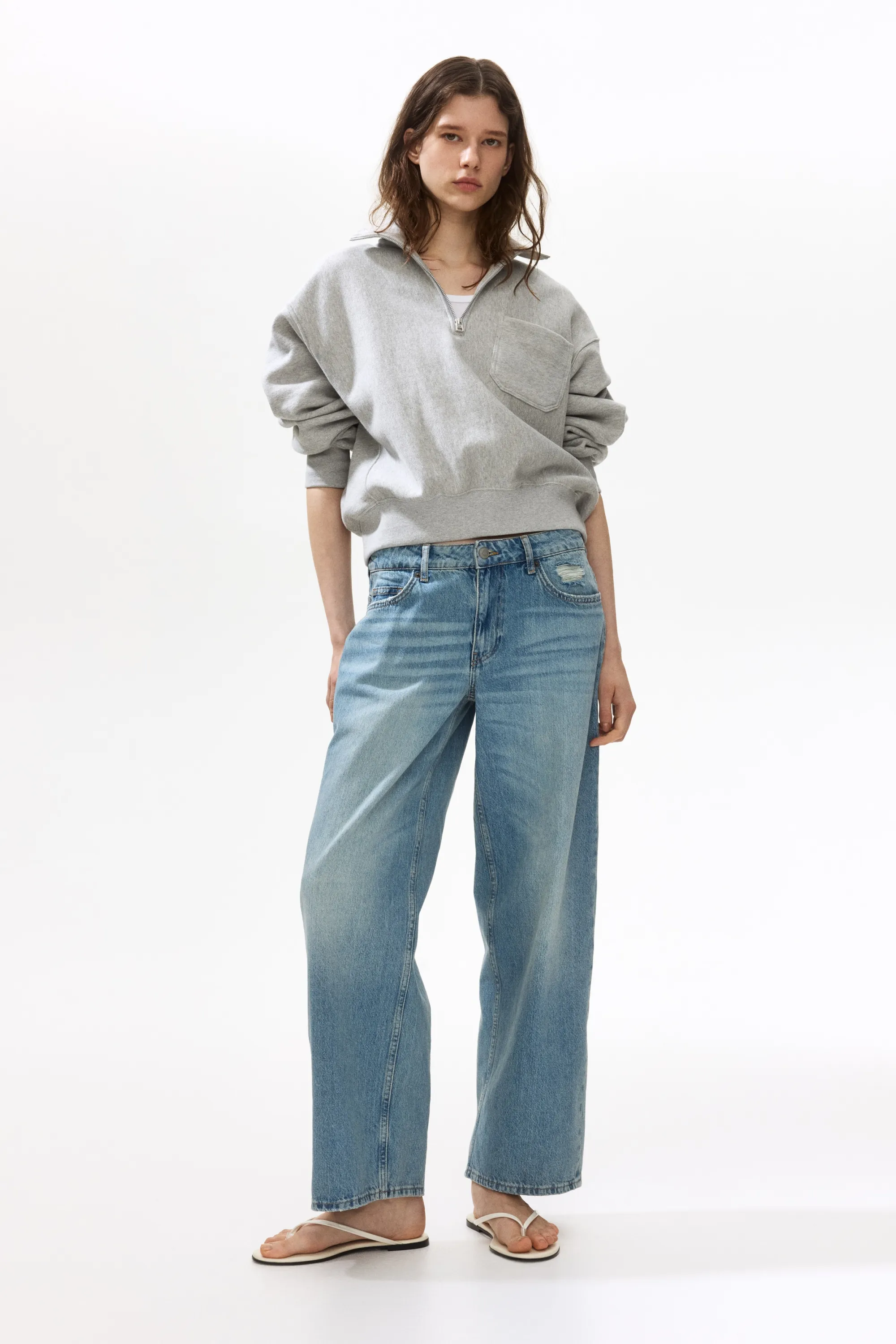 Baggy Low Waist Jeans - Bleu denim clair