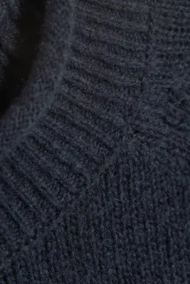 Pull ample en laine mélangée - Bleu foncé — photo 4