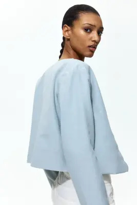 Veste à bords festonnés - Turquoise ancien clair — photo 4