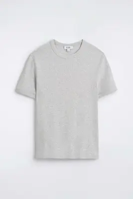 T-SHIRT SLIM EN COTON CÔTELÉ - GRIS CLAIR — photo 5