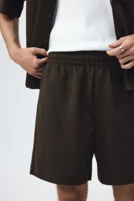 Short Relaxed Fit en interlock - Vert kaki foncé — photo 2