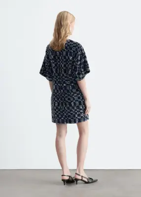 Robe courte à sequins - Bleu foncé/Argenté — photo 5