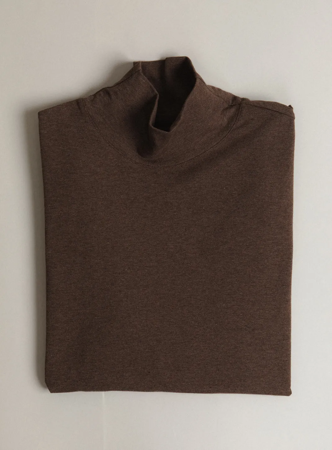 Funnel Neck Undershirt in Chocolate Cotton & Elastane