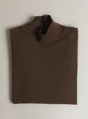 Funnel Neck Undershirt in Chocolate Cotton & Elastane