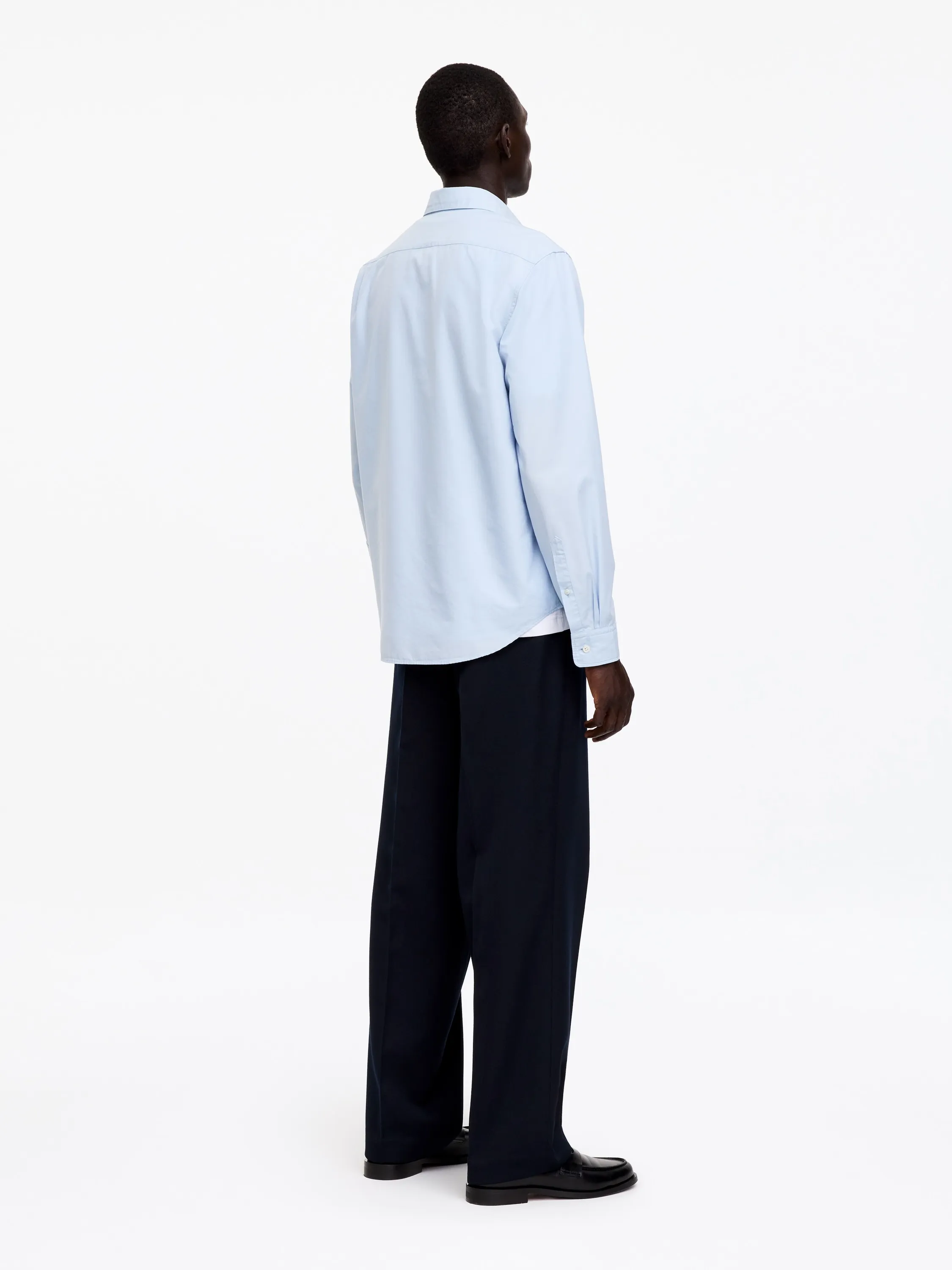 Chemise en coton et lyocell - Bleu clair/Rayures