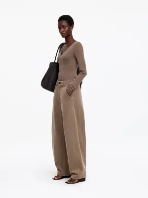 Pantalon barrel en velours côtelé - Beige — photo 1