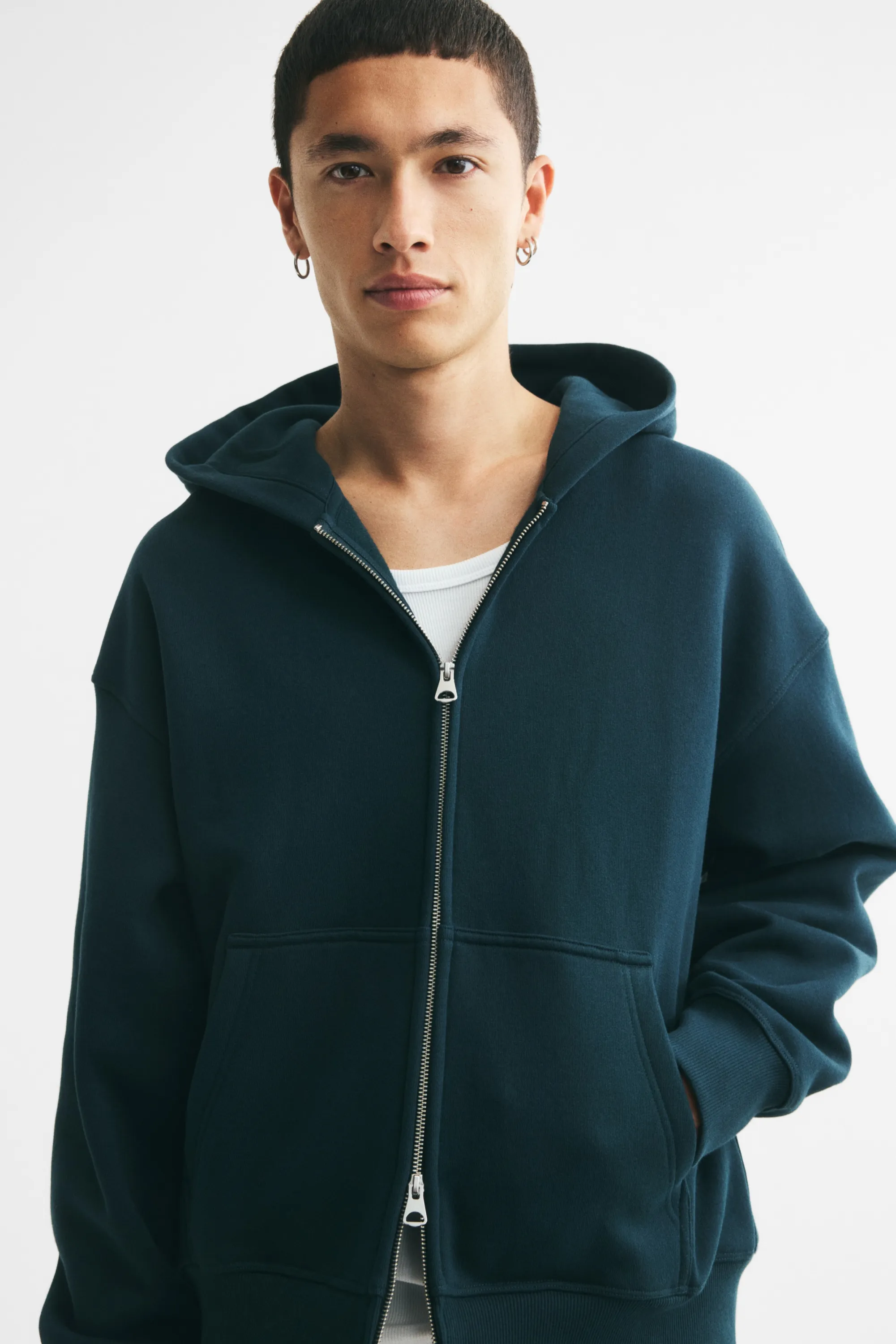 Veste imprimée Oversized Fit avec capuche et zip - Turquoise foncé/Training Staff