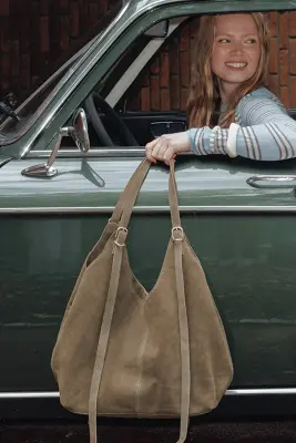 Grand sac en cuir suédé Femme — photo 2