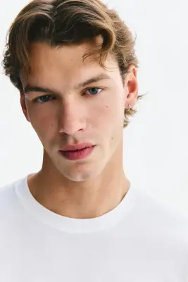 T-shirt Slim Fit en coton pima - Blanc — photo 1
