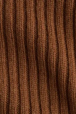Pull en maille de laine côtelée - Marron — photo 5