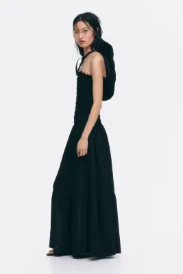 Robe bandeau smockée - Noir — photo 2