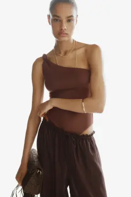 Body string asymétrique - Marron foncé — photo 2