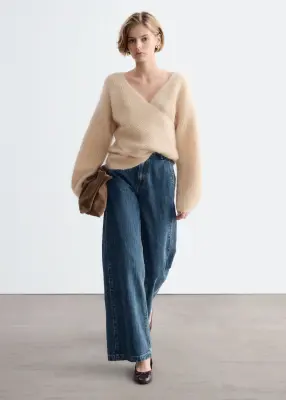 Pull croisé devant en mohair mélangé - Beige — photo 2