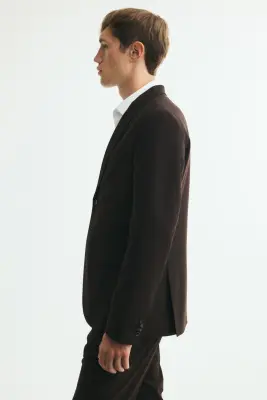 Veste Slim Fit à fermeture droite - Marron foncé — photo 4