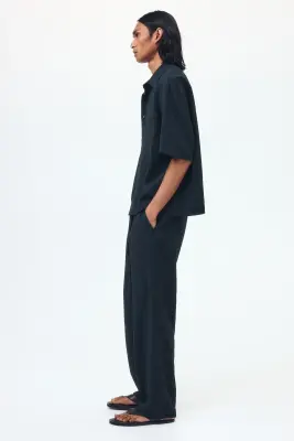 Pantalon texturé Relaxed Fit - Noir — photo 5