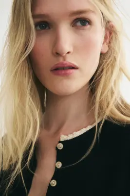 Gilet avec dentelle - Noir/crème — photo 2