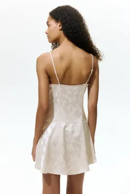 Robe à bretelles fines en satin - Beige clair/fleuri — photo 2