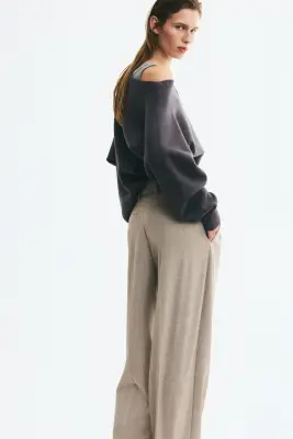 Pull à encolure bateau en viscose mélangée - Gris foncé — photo 3