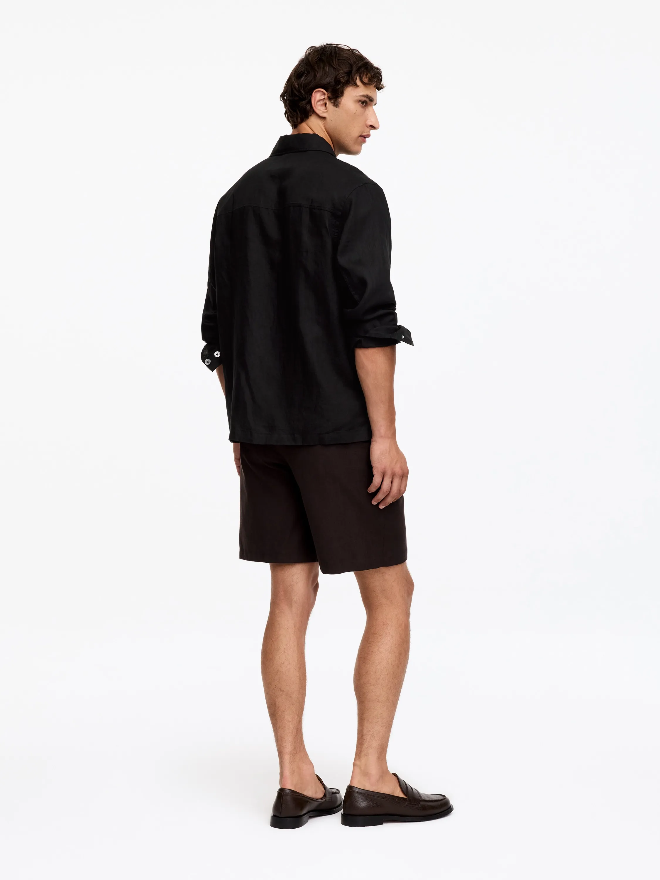 Chemise décontractée en lin - Noir