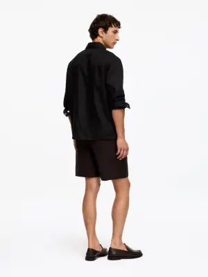 Chemise décontractée en lin - Noir — photo 1