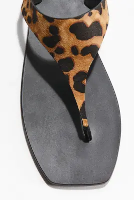 Sandales en cuir - Beige/imitation léopard — photo 2