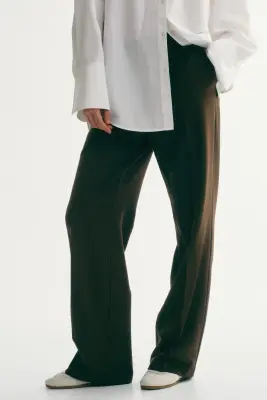Pantalon chic en twill - Vert kaki foncé — photo 2